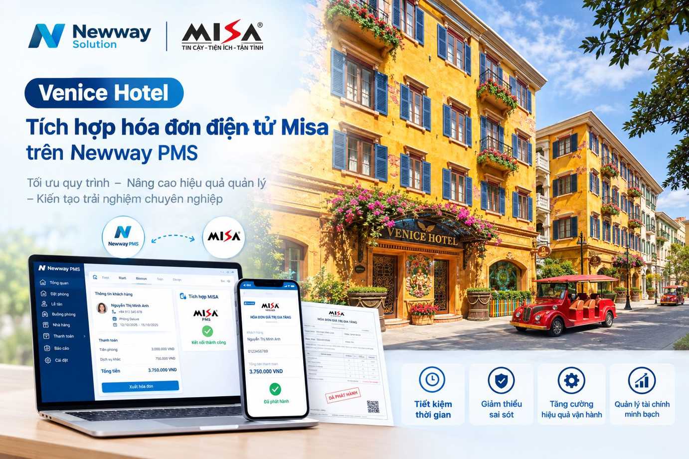 Venice Hotel nâng tầm quản lý hóa đơn với Misa trên Newway PMS